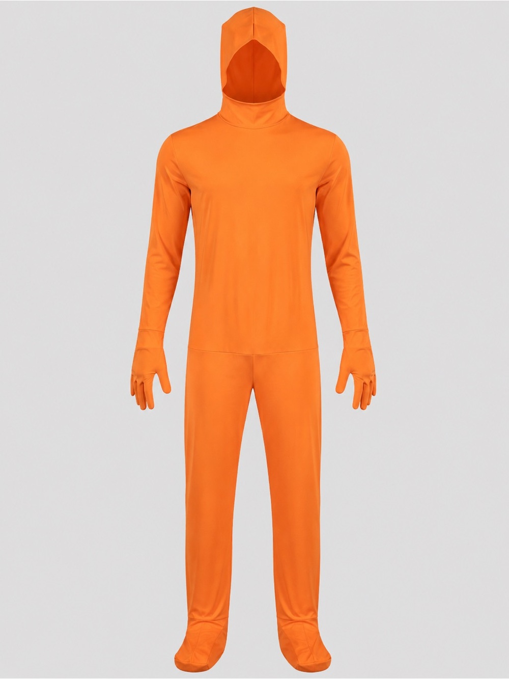 Orange Hooded Full-Body Jumpsuit